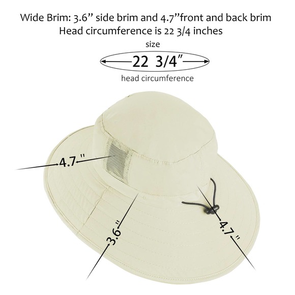 Women's Large Sun Hat UV 50+ UPF Protection Wide Brim for Fishing Gardening Tan - Picture 6 of 6